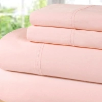 Superior Cotton Percale Deep Pocket, Blush, 4-Pieces Set, Queen Sheets