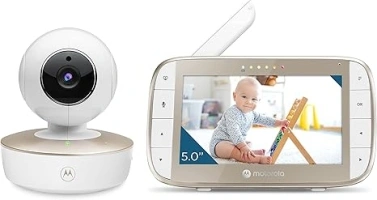 Motorola Baby Monitor - VM50G Indoor Video Baby Monitor with Camera, 1000ft Range 2.4 GHz Wireless 5" Screen, 2-Way Audio, Remote Pan, Tilt, Zoom, Room Temperature Sensor, Lullabies, Night Vision