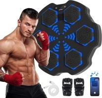 FICTOR Music Boxing Machine with Bluetooth Pairing & Boxing Gloves, Wall-Mounted Boxing Machine for Adults - Perfect for Home Fitness, Stress Relief (Basic Blue Black)