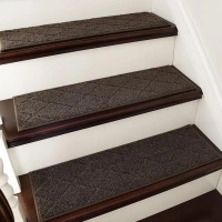 COSY HOMEER Edging Stair Treads Non-Slip Carpet Mat 28inX9in Indoor Stair Runners for Wooden Steps, Edging Stair Rugs for Kids and Dogs, 100% Polyester TPE Backing (4pc, Brown)