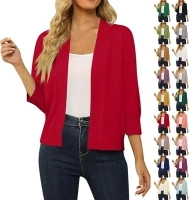 Cropped Cardigan Sweaters for Women Lightweight 3/4 Sleeve Open Front Short Shrugs Cardigans Fall Sweater Jacket Tops