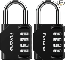 Puroma 2 Pack Combination Lock 4 Digit Locker Lock Outdoor Waterproof Padlock for School Gym Locker, Sports Locker, Fence, Toolbox, Gate, Case, Hasp Storage (Black)