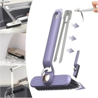 3-in-1 Multi-Function Rotating Crevice Cleaning Brush,Multi-Function Rotating Crevice Cleaning Brush No Dead Corners Hard Bristle Brush,Suitable for Cleaning The Kitchen and Bathroom (Purple)