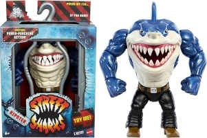 Mattel Street Sharks Ripster Action Figure Toy, 90s TV Half-Man Half-Shark Hero, 6-Inch Articulated Toy, Bite & Power Punch Motions, Real-Like Skin