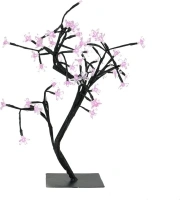 Northlight LED Lighted Japanese Sakura Blossom Flower Tree - Pink Lights, 18", Black