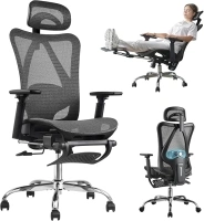 Ergonomic Office Chair, SGS Certified Gas Cylinder, 400 LBS Capacity,Office Chair with Adjustable Lumbar Support, Retractable Footrest, Mesh Office Chair Gaming Chair