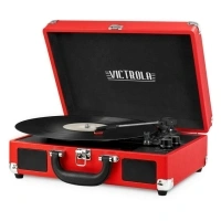 Victrola Journey Bluetooth Portable Suitcase Record Player with 3-speed Turntable & Built-in Speakers | Red