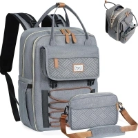 Diaper Bag Backpack Set, Baby Diaper Bag with Removable Cross Body Bag & Changing Pad, Travel Backpack for Women Men, Large Capacity, Waterproof, Grey