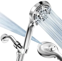 High Pressure 10-mode Handheld Shower Head Set with 60" Hose, ROOSSI Detachable Filter Shower Head with ON/OFF Pause Switch Built-in 2-Mode Tub & Tile Power Wash (Chrome）