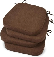 HAVARGO Chair Cushions for Dining Chairs with Supportive Foam [16.5x16.2 Inches] Kitchen Chair Pads Indoor Seat Cushions for Dining Chairs, 2" Thick Dining Room Chair Cushions Set of 4 Dark Brown