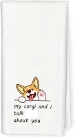 Funny Corgi Soft Absorbent Kitchen Towels - Corgi Gifts for Corgi Lovers, Dish Towels for Kitchen, Bathroom Hand Towels, Corgi Stuff, My Corgi and I Talk About You, 16x24