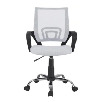 Executive Office Mesh Mid-Back Swivel Chair with Armrest, Lumbar Support in White, Height Adjustable