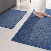 Color&Geometry Blue Kitchen Rugs Set Kitchen Mats for Floor 2 Piece, 17"X29"+17"X59" Kitchen Rugs Non Slip Washable with Rubber Backing, Quick Dry Low Pile Kitchen Runner Rug Kitchen Sink Mat