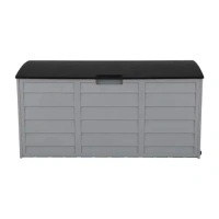 Garden Storage Box 75 gal Black Outdoor Tool Case Cushion Organizer with Wheels