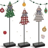 3 Pcs Christmas Table Centerpieces Wooden Christmas Tree Decor Rustic Christmas Tree Tabletop Decorations Farmhouse Christmas Decorations for Home Indoor Restaurant Office