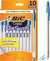 BIC Cristal Xtra Smooth Ballpoint Pen, Medium Point (1.0mm), Blue, 10-Count