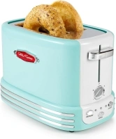 Nostalgia New and Improved Wide 2-Slice Toaster Perfect For Bread, English Muffins, Bagels, 5 Browning Levels, With Crumb Tray & Cord Storage, Aqua