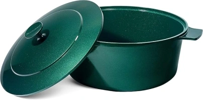 Granitestone Dutch Oven, 6.5 Quart Ultra Nonstick Enameled Lightweight Aluminum Dutch Oven Pot with Lid, Round 6.5 Qt. Stock Pot, Dishwasher & Oven Safe Induction Capable 100% PFOA Free, Emerald Green