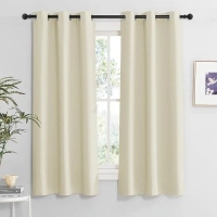 RYB HOME Bedroom Window Curtains 63 inches Length, Room Darkening Privcay Curtains Drapes Thermal Insulated Shades for Bedroom Basement Home Office, W42 x L63 inches, Beige, 2 Panels