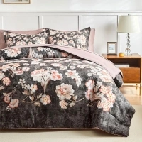 Joyreap 6 Piece Bed in a Bag Twin, Floral Comforter Sheet Set, Pink n White Flowers on Tie-dye Black, All Season Microfiber Bedding Comforter Set