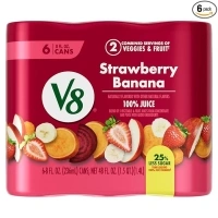 V8 Strawberry Banana 100% Fruit and Vegetable Juice, 8 fl oz Can (6 Pack)