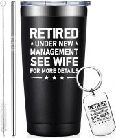 Grifarny Retirement Gifts for Men - Retired Under New Management See Wife for More Details Tumbler Cup 20oz - Retired Gifts for Men, Husband, Dad, Boyfriend