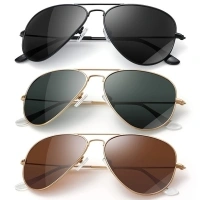 3 Pairs: Unisex Aviator Sunglasses