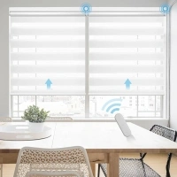 Grandekor Motorized Zebra Blinds with Remote Control, Smart Blinds Custom Size Automatic Blinds for Windows, Electric Zebra Shades Alexa/Google Blinds, White, 36" Wx72 H