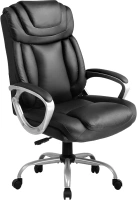 COMHOMA Executive Office Chair, Comfy Desk Chair with Back Support Bonded Leather Computer Gaming Chair with Wheels and Headrest, Height Adjustable Tilt Swivel Rolling Reclining Seat, Black