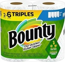 Bounty Select-A-Size Paper Towels, White, 2 Triple Rolls = 6 Regular Rolls (Pack of 1)