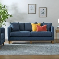 Mayview Barrett 85" Upholstered Wood Base Sofa, Navy