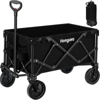 Collapsible Folding Wagon Cart,Heavy Duty Garden Cart with All Terrain Wheels,Portable Large Capacity Utility Wagon Cart for Camping Fishing Sports Shopping, Black