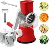 Cheese Grater, Rotary Cheese Graters for kitchen, Fruit grinder, vegetable chopper, shredded cheese, Suction Base, Brush & Stainless Steel Peeler, Cheese grater hand crank, Kitchen gadgets