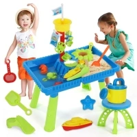 Yexmas Sand Water Table for Toddlers, Sand Table and Water Play Table, Kids Table Activity Sensory Play Table Beach Sand Water Toy 37 Pcs Accessories Outdoor Backyard for Baby Kids Children Gift