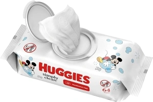 Huggies Simply Clean Fragrance-Free Baby Wipes, Unscented Diaper Wipes, 1 Flip-Top Pack (64 Wipes Total)