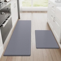 2-Piece Anti-Fatigue Cushioned Kitchen Mat Set, Non-Skid Grey Standing Mats for Kitchen, Office, Sink - 17.3"x30" and 17.3"x47"