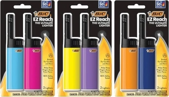 BIC EZ Reach Candle Lighter, The Ultimate Lighter with Wand for Candles, Assorted Colors, 6 Count Pack of Long Lighters