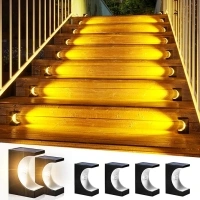 ROSHWEY Solar Step Lights 6 Pack, Stair Lights Outdoor Waterproof IP65, LED Step Lights for Outside, Outdoor Lights Solar Powered Step Lighting for Deck, Patio, Front Door, Porch Decor, Warm Light