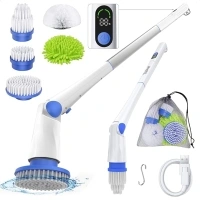 Electric Spin Scrubber, IPX7 Waterproof Cordless Cleaning Brush, Adjustable & Detachable Long Handle, 3X High Torque Motor, 3 Angles Adjustable for Bathroom, Shower, Floor, Tile, Glass,Car,Blue