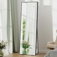 EDX Full Length Mirror 64"x21" Full Body Mirror Rectangle Free Standing Wall Mounted Leaning Hanging Floor Mirrors, Black