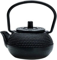 YARDWE Vintage Tea Pot Cast Iron Teapot, Teapot with Infuser Small Tea Kettle Japanese Teapot with Handle Tea Pots for Loose Tea (2. 83X2. 75X1. 69in Black) Small Tea Kettle