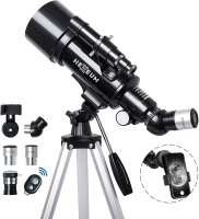 Telescope 70mm Aperture 500mm - for Kids & Adults Astronomical Refracting Telescopes AZ Mount Fully Multi-Coated Optics, with Diagonal Mirror Phone Adapter, Carrying Bag, Wireless Remote Black