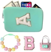 Silicone Wallet Case With Letter A For Bogg Bag, Charms Accessories Popular Sport Ball for Beach Tote Bag Storage Bag (Green)