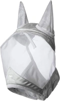 Harrison Howard CareMaster Horse Fly Mask Half Face with Ears Moonlight Silver Medium Cob