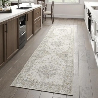 jinchan Kitchen Runner Rug 2x6 Vintage Hallway Low Pile Rug Washable Rug Floral Runner Non Slip with Rubber Backing Ultra-Thin Carpet Runner for Entryway Bedroom Bathroom Laundry Room Grey