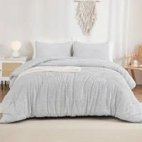 Andency Light Grey California King Comforter Set, 3 Pieces Boho Tufted Cal King Bedding Set & Collections, Oversized Soft Lightweight Down Alternative Bed Set (104x96In, 2 Pillowcases)