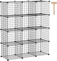 C&AHOME Wire Cube Storage, 12-Cube Storage Organizer Metal, C Grids Storage Bins Shelving, Modular Bookshelf Shelf, Closet Cabinet Ideal for Bedroom, Office 36.6”L x 12.4”W 48.4”H Black