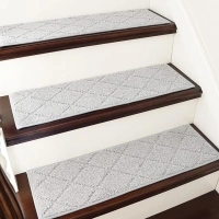 COSY HOMEER Edging Stair Treads Non-Slip Carpet Mat 28inX9in Indoor Stair Runners for Wooden Steps, Edging Stair Rugs for Kids and Dogs, 100% Polyester TPE Backing (10pc, Grey)