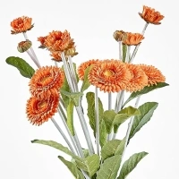 3Pcs 19 inch Daisy Artificial Flowers with 15 Heads for DIY Bouquet, Realistic Silk Fake Mums Flowers for Centerpieces Arrangements, Real Long Stem for Home Decor, Orange