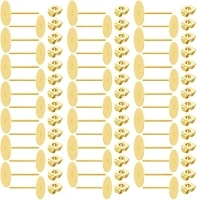 Stainless Steel Earrings Posts Flat Pad (2 Size) with 100 Pairs Earring Backs for Earring Making Findings, Total 200 Pieces (Golden, 6mm,8mm)